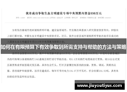 如何在有限预算下有效争取到所需支持与帮助的方法与策略